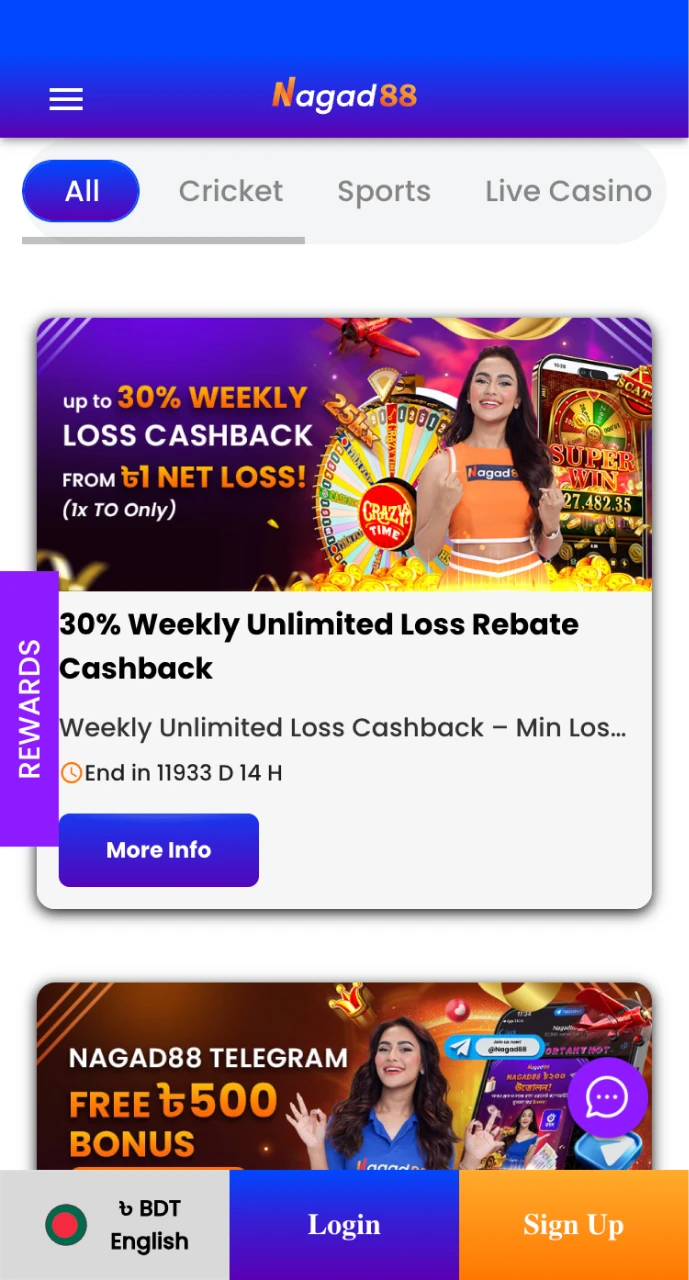 Bonuses and promotions from Nagad88.