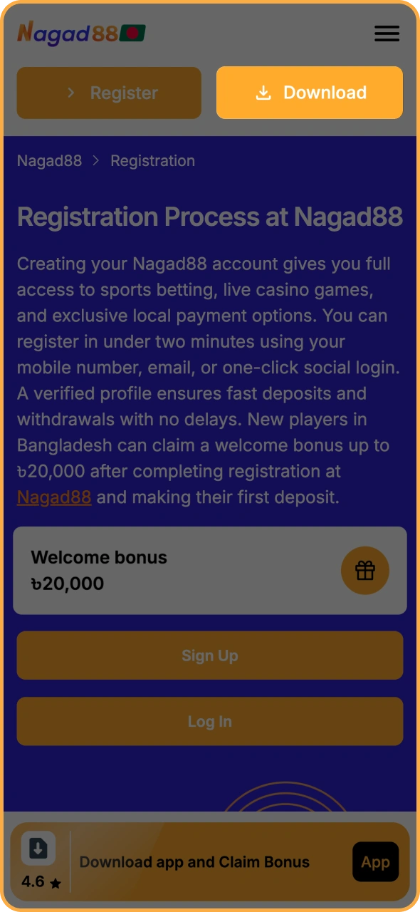 Download the Nagad88 app on your device.