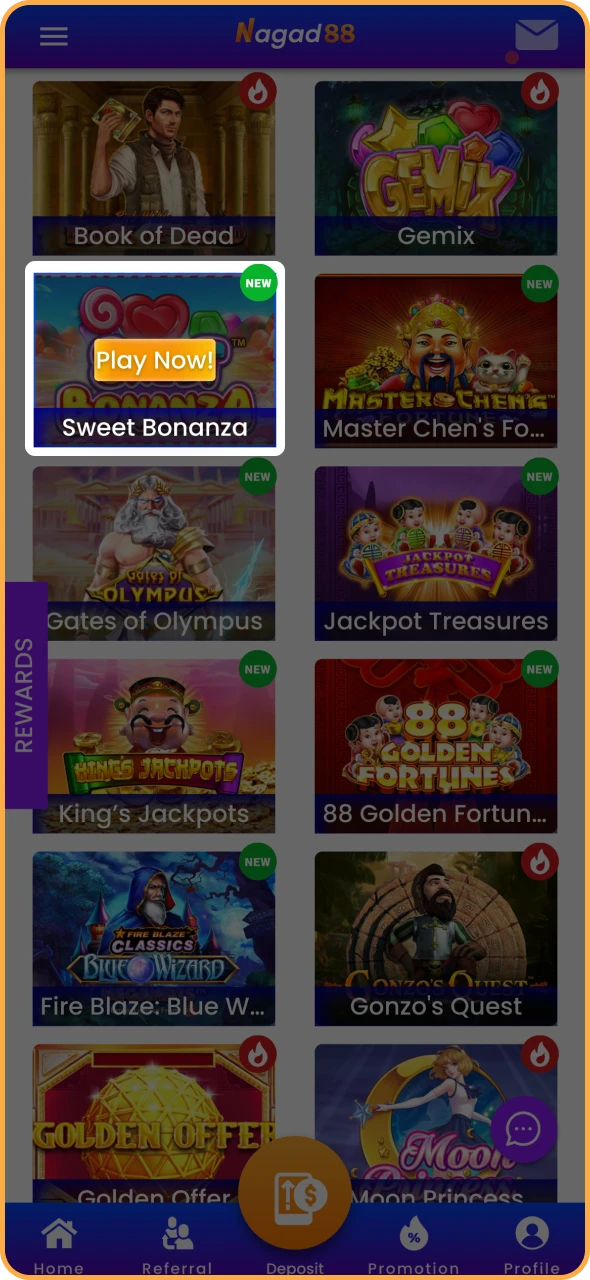 Choose the slot game you want to play at Nagad88.