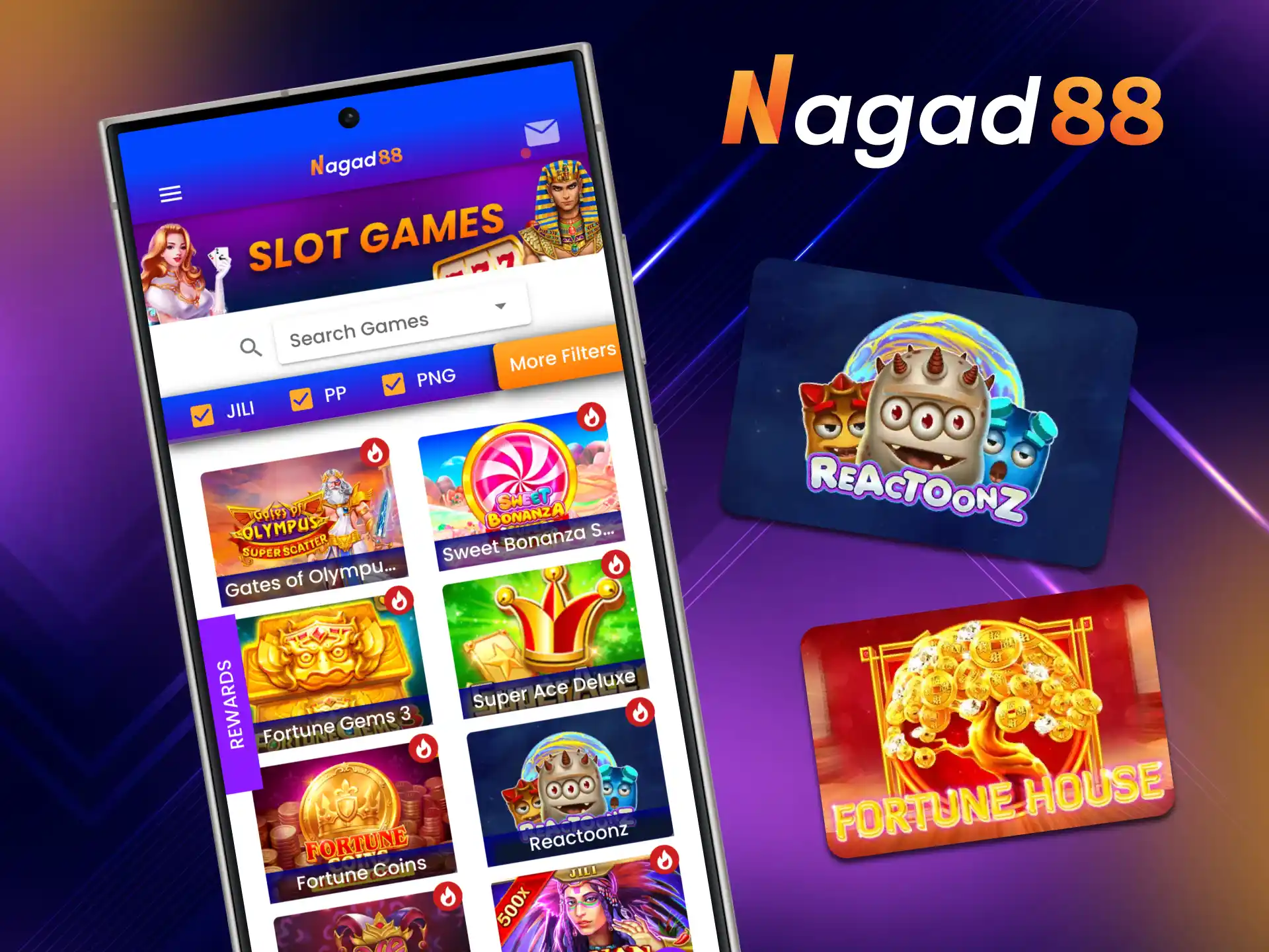 Download Nagad88 official app for your device to play slots.